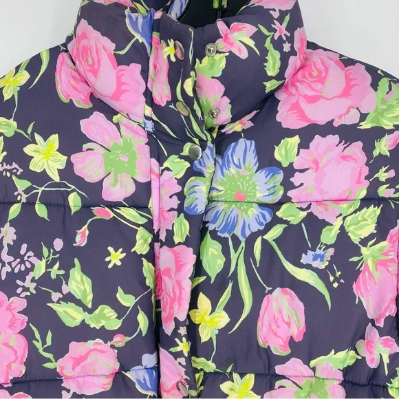 ASOS Floral Rose Print Oversized Puffer Jacket & Vest US Size 0 Button Up Coat - Picture 2 of 9